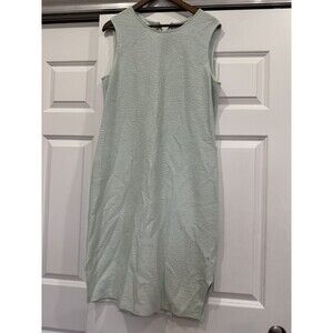 St John Womens Green 14 Wool Side Slit Shift Dress Sleeveless Santana Knit Midi